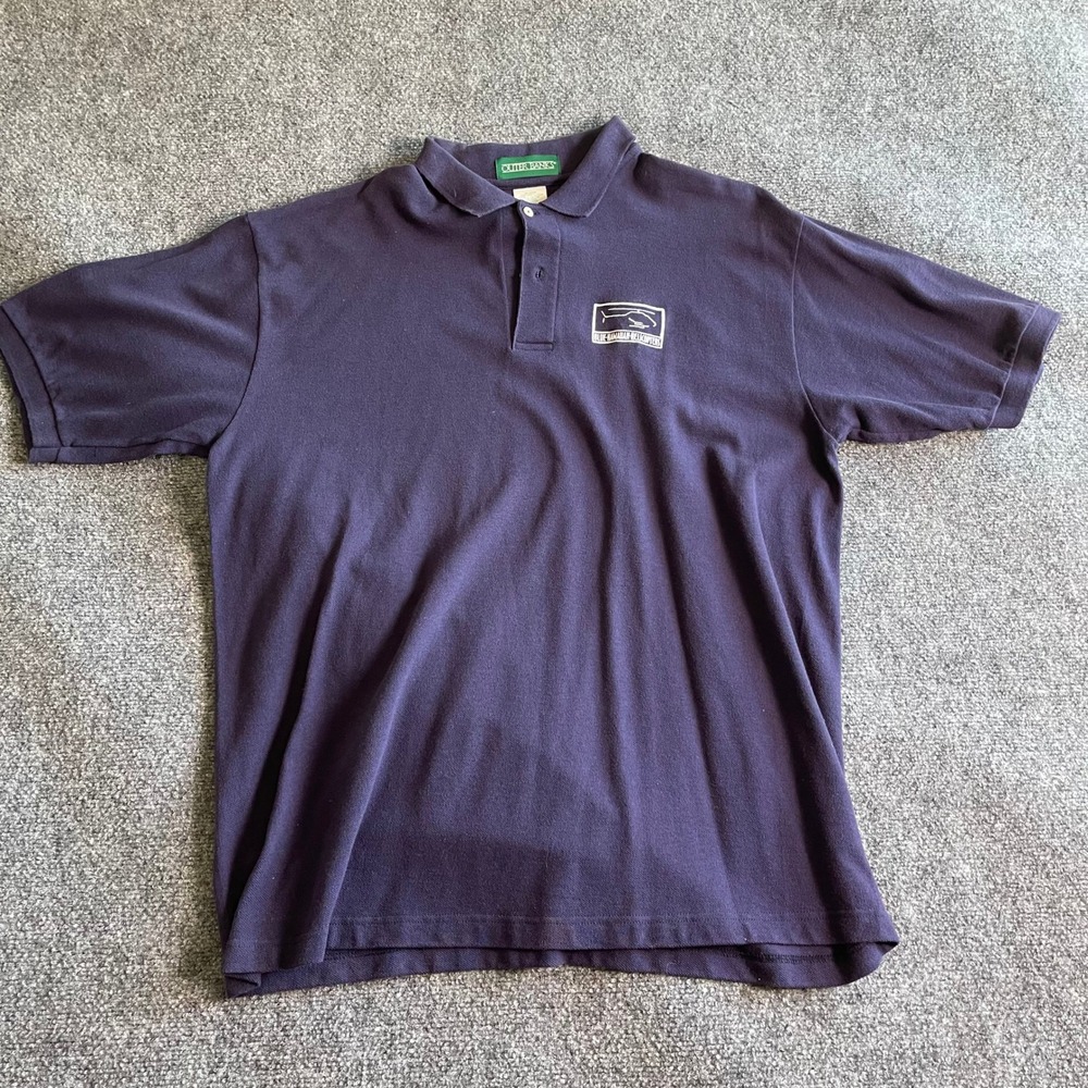 Outer Banks Mens Blue Hawaiian Helicopters Polo Shirt Navy Blue‎ Cotton XL